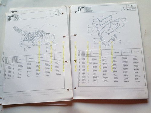 Gilera 125 Typhoon 1997 catalogo ricambi originale