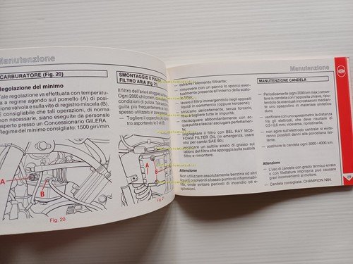 Gilera 125 XR1 1988 manuale uso manutenzione libretto istruzioni originale