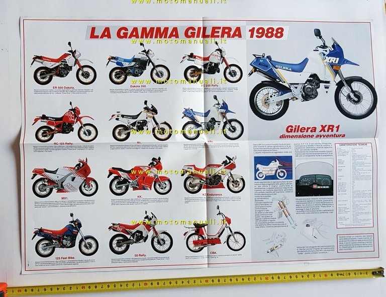 Gilera 125 XR1 + produzione 1988 depliant poster originale brochure