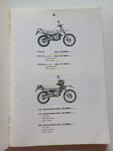 Gilera 125200 RTX- 125200 Arizona Hawk 1986 catalogo ricambi originale
