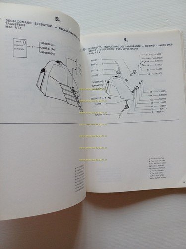 Gilera 125200 RTX- 125200 Arizona Hawk 1986 catalogo ricambi originale
