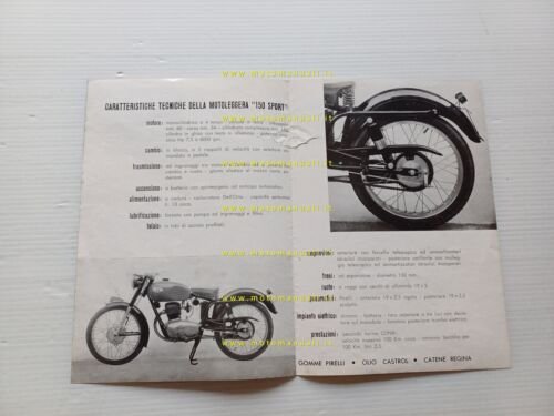 Gilera 150 Sport 1952 depliant italiano originale