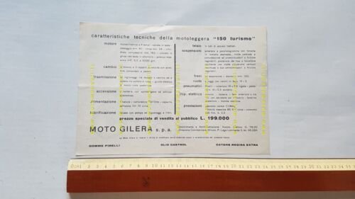 Gilera 150 Turismo 1953 depliant italiano moto originale