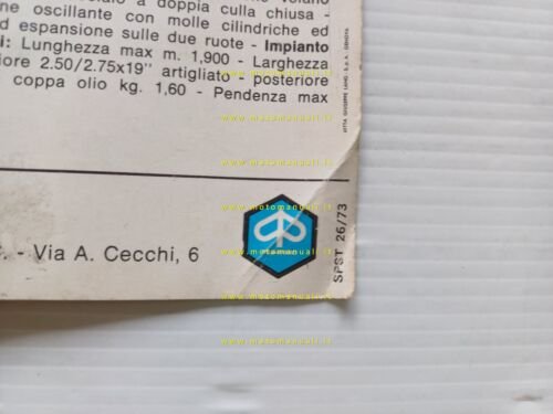 Gilera 175 - 124 Regolarità Competizione 1973 depliant italiano originale