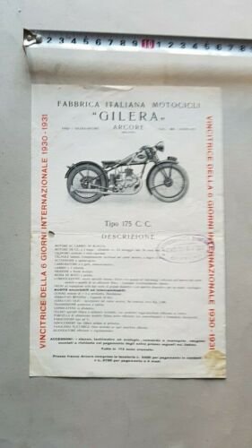 GILERA 175 1931-2 depliant originale anteguerra moto genuine motorcycle brochure