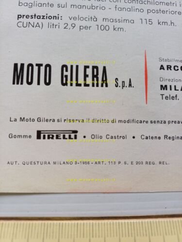 Gilera 175 1956 depliant italiano originale