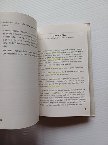 Gilera 175 Giubileo Extra 1962 manuale uso manutenzione italiano originale