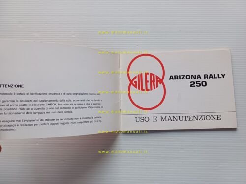 Gilera 250 Arizona Rally 1986 manuale uso manutenzione libretto originale