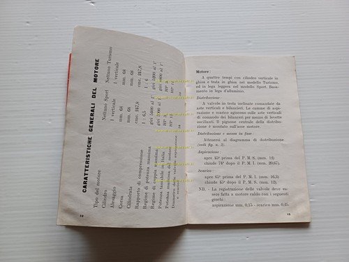 Gilera 250 Nettuno Sport - Turismo 1949 manuale uso manutenzione …