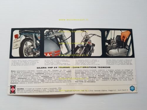 Gilera 50 5V Touring 7 HP 1972 depliant originale italiano