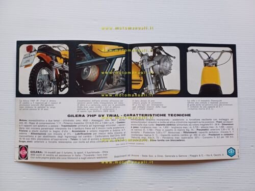 Gilera 50 7HP 5V Trial 1972 depliant italiano originale