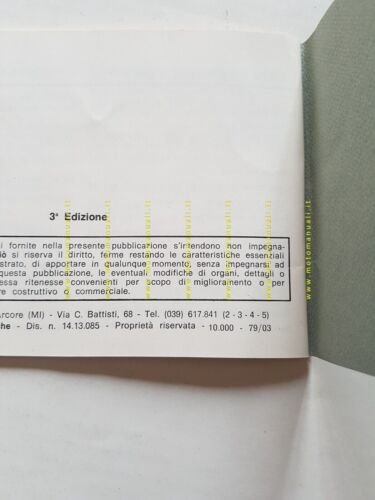 Gilera 50 CBA 1979 manuale uso manutenzione originale ciclomotore owner's …