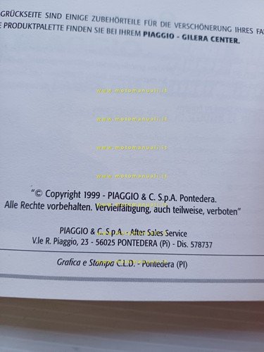 Gilera 50 Stalker 1999 manuale uso manutenzione originale tedesco