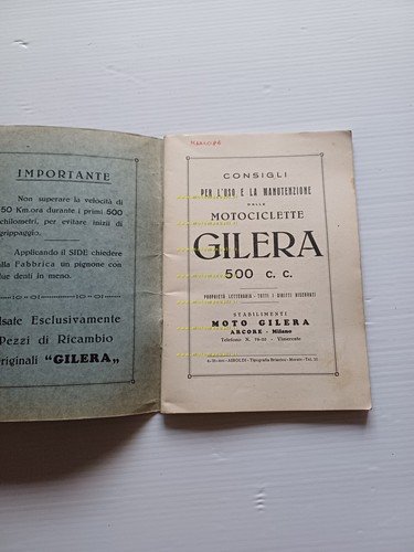 Gilera 500 VL - 500 VT 1935 manuale uso manutenzione …