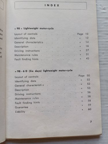 Gilera 98 Giubileo - Giubileo 6 Giorni 1964 manuale uso …