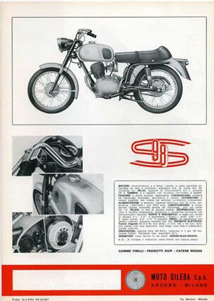 Gilera 98 SS depliant originale epoca brochure