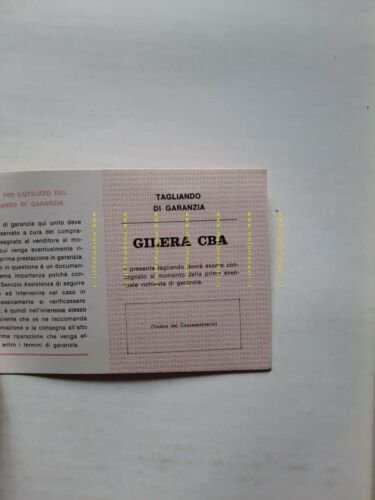 Gilera CBA 50 ciclomotore libretto tessera garanzia originale nuovo no …