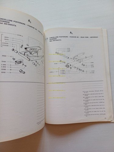 Gilera Dakota 350 1986 catalogo ricambi originale Spare Parts Catalogue