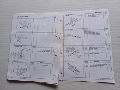Gilera DNA 50 -125-180 Leader 2001 AGGIORNAMENTO manuale officina TELAIO