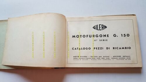 Gilera G 150 Motocarro 2a Serie 1955 CATALOGO RICAMBI originale …