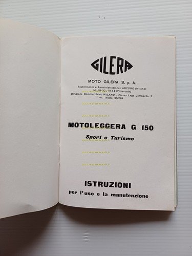 Gilera G 150 Sport - Turismo 1953 manuale uso manutenzione …