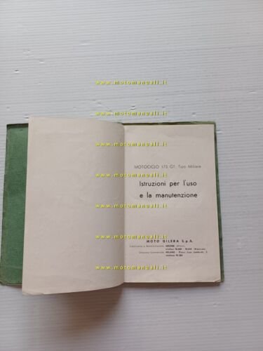 Gilera G 175 GT Militare 1958 manuale uso manutenzione originale …