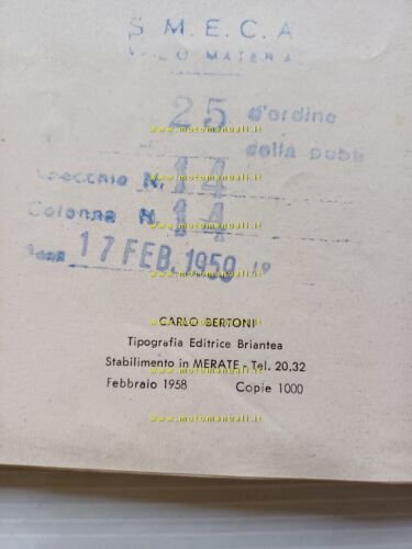 Gilera G 175 GT Militare 1958 manuale uso manutenzione originale …