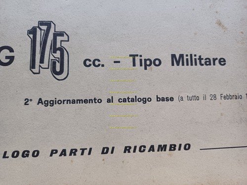 Gilera G 175 Militare 1963 2o aggiornamento catalogo ricambi originale