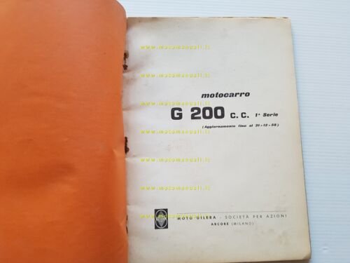Gilera G 200 Motocarro 1a serie catalogo ricambi aggiornamento 1958 …