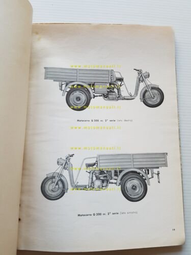 Gilera G 200 Motocarro 1a serie catalogo ricambi aggiornamento 1958 …