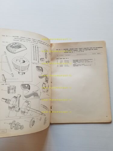 Gilera G 200 Motocarro 1a serie catalogo ricambi aggiornamento 1958 …