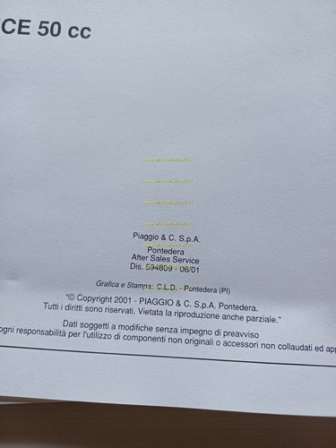 Gilera ICE 50 2001 manuale officina TELAIO originale