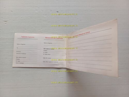Gilera libretto tessera garanzia tutti modelli 1986 originale NUOVO