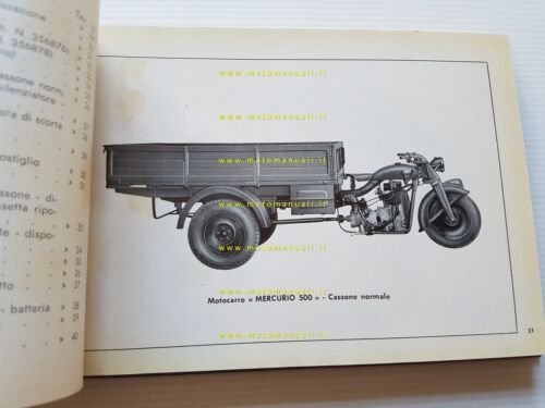 Gilera Mercurio 500 motocarro 1957 catalogo ricambi originale