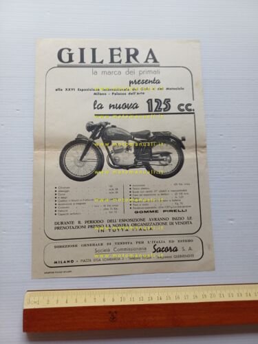Gilera motoleggera 125 1948 depliant italiano originale