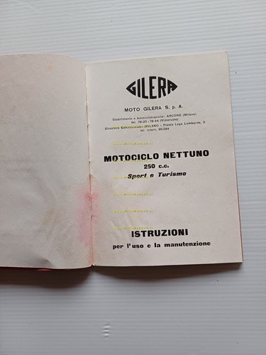 Gilera Nettuno 250 Sport Turismo 1952 manuale uso ITALIANO originale
