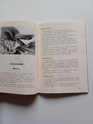 Gilera Nettuno 250 Sport Turismo 1952 manuale uso ITALIANO originale