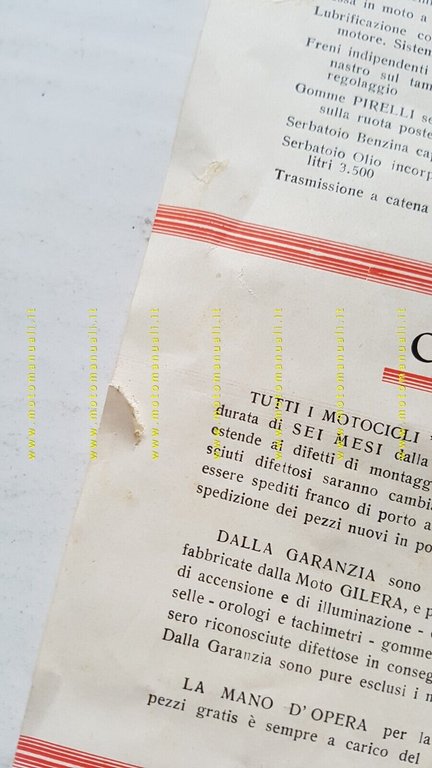 GILERA produzione modelli 1935 depliant italiano ANTEGUERRA originale