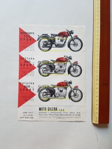 Gilera produzione modelli 1953 depliant originale ITALIANO moto brochure