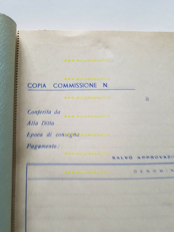 Gilera quaderno copia commissione ordini concessionari originale nuovo anni 50