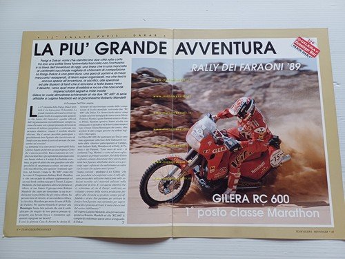 Gilera RC 600 12a Paris-Dakar 1989 opuscolo depliant originale