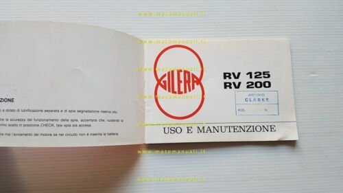 Gilera RV 125 - RV 200 1985 manuale uso manutenzione …