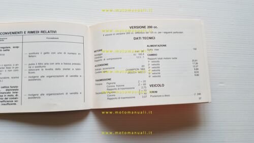 Gilera RV 125 - RV 200 1985 manuale uso manutenzione …