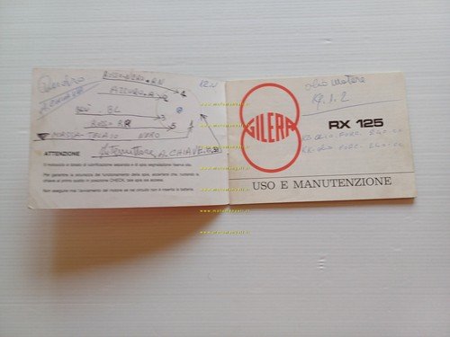 Gilera RX 125 1984 manuale uso manutenzione libretto istruzioni originale