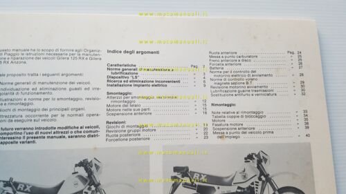Gilera RX 125 LC - RX 125 ARIZONA 1984 manuale …