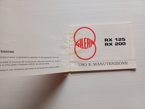 Gilera RX 125-RX 200 1985 manuale uso manutenzione libretto istruzioni …