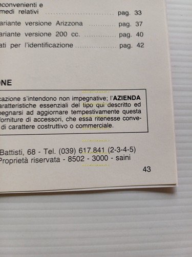 Gilera RX 125-RX 200 1985 manuale uso manutenzione libretto istruzioni …