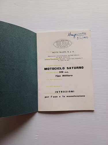 Gilera Saturno 500 Militare 1951 manuale uso manutenzione originale italiano