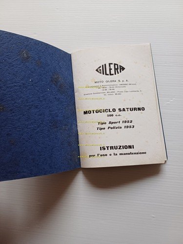 Gilera Saturno 500 Sport 1952 - Polizia 1953 manuale uso …