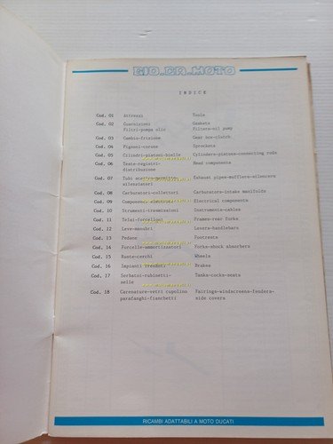 GIO-CA Moto catalogo ricambi parti speciali Ducati 1988 originale